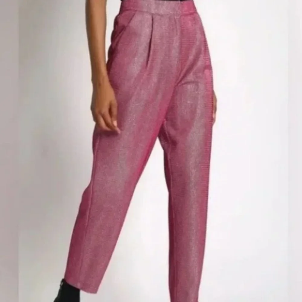 NWT Sans Souci Pink Sparkle Glitter Suit Set Blazer Pants Party NYE Medium